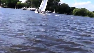 Public sex in a boat on a lake with amateurs