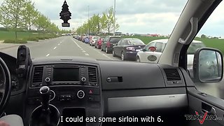 Busty Running Brunette Convinced To Come In Van Where Fucked By Horny Stranger 8 Min