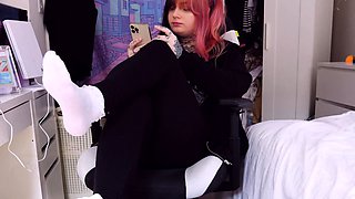 Slutty girl foot fetish with masturbation