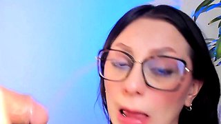 Horny Brunette Worships Thick Cock POV