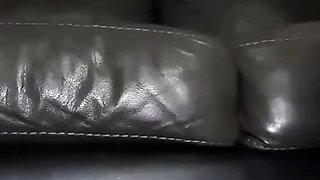 Busty brunette foot fetish and footjob in nylons