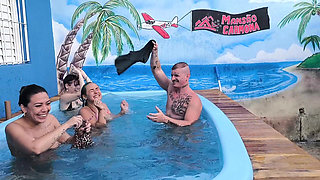 3 Naughty Friends Paying the Pool Owner on the Xerecard