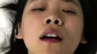 Cute Asian in glasses strip & dominate by whiteman
