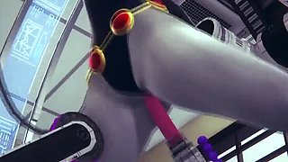 Cyborg's Sex Machine Traps Raven
