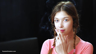 Sexy Russian Temptress Smoking Cigarette Coastal Breeze