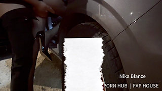 Stunningly Beautiful, Sexy, and Submissive Wife in Stockings and High Heels-flashing, Car Sex, and Internal Ejaculation.