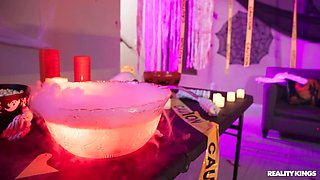 Sexy Dorm Floor Halloween Party Starring Hime Marie, Kayley Gunner, Krisk XXX, Zane Walker, Tommy Parker