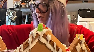 73 Giantess in 8-inch Heels Decorates a Gingerbread Village