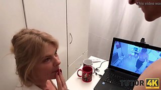 Tutor4k. man abundantly played with nice schoolteachers facehole and drilled cunny