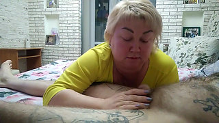 My mother-in-law woke me up at night with a blowjob and watched me cum