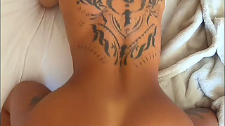 Don't Stop, Fuck Me Harder, Stepdaddy - Hot Tattooed Brunette Gets in Rough Sex Cowgirl Ride and Blowjob in POV