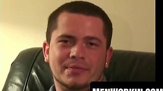 Wooly twink leisurely disrobes nude for a solo wank sesh