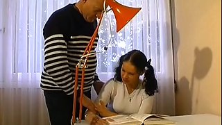 Sweet French teen showing an old cock her wild moves