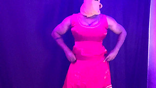 indian crossdresser in red satin silk sharara suit
