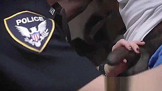 Milf cops pull off bike riders underwear to get to his big cock