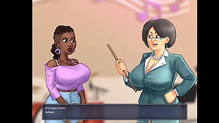 Summer saga bathroom fun with big boobed college girls