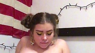 Hot ass brunette teen sucks stiff pecker under shower