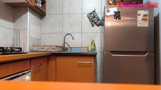 Sexy Hot Stepmom, Only Fans in Slow Motion, in the Kitchen