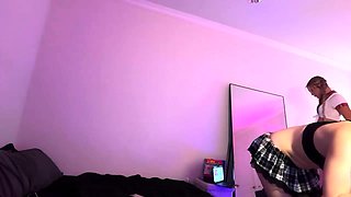 Amateur blonde schoolgirl fingers her hungry clam