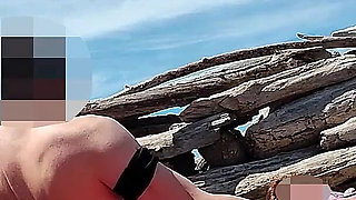 253 - Fingering Wet Pussy on Beach and Gets Caught and Interrupted by Watcher - Misscreamy