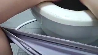 Hot Sexy Petite Brunette Asian Girl in Toilet Pee
