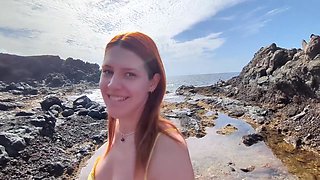 Pov: Risky Public Blowjob, My Readhead Girlfriend Sucks My Dick On The Beach (dia Ita)
