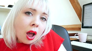 Blonde tight pussy babe solo toy fun in glamour masturbation