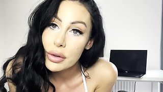Busty mocking small dong loser