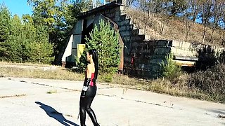 Latex slut solo anal masturbation