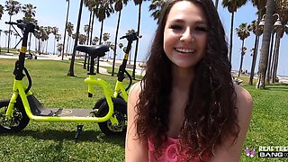 POV Porn outdoor casting with cute Liz Jordan