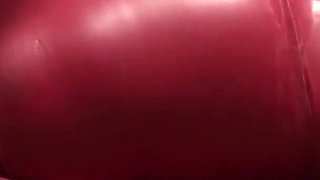 Latex Danielle in catsuit has latex masturbating games with her slave