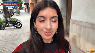 Katty West Craves Facial Cumshot Before Strutting Public Streets Bursting with Thick Cum Coverage Stunning