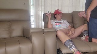 Step sister smokes while enjoying mutual masturbation session