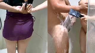 Seduced by My Stepmother's Sexiness Who Is Taking a Shower