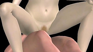 Animated 3D Porn - Beautiful Girl Riding Asian Man Dick in Pussy & Ass