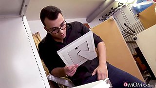 Caught fingering and punished by his squirting cougar boss - mommy porno