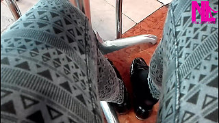 Shoeplay in My Black Pattent Flats in a Bar