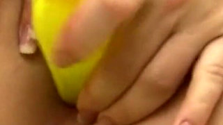 Busty Brunette Fingers Dripping Pussy Sucking Balloon Fetish