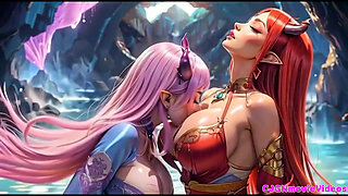 2. Movie, the Queen Ask 2 Girls for Kiss and Bouncing Breast, Ai Animation