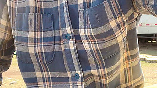 Pee on the Ground Near Truck Wheel