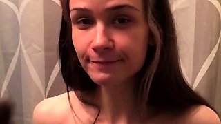 Petite small tit babe with perfect pussy masturbates