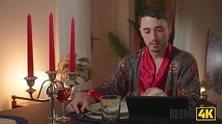 Rim4k. stunning brunette\u2019s rimjob fantasy comes true