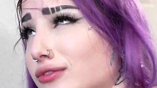 Cute inked Valerica Steele sucks and fucks a big cock