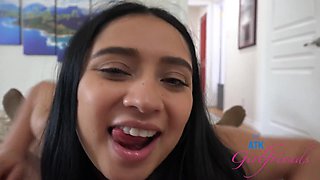 Latina teen Ophelia Purr performs her casting video POV
