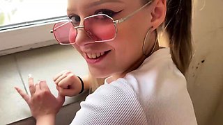 Schoolgirl blasted on porch, screwed and dirty.