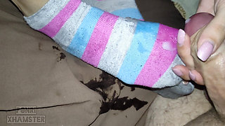 My Stepsister Helped Me Cum on Her Feet in Cute Socks