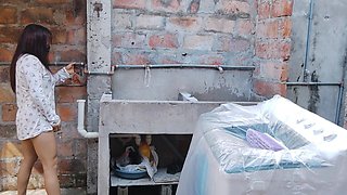 My Neighbor Is Doing His Laundry and I Started Inviting Him to Have a Romantic Dinner in a Very Flirtatious and Sexy Way.