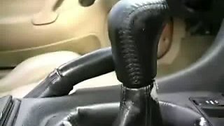 Fucking my car's gear shift lever in front of a camera