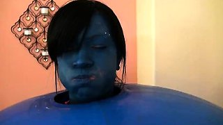 Latex slut solo anal masturbation