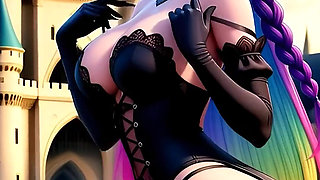 Hentai Gothic Girls with Dyed Hair Showing off Their Big Tits 2
